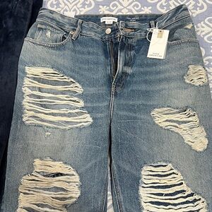 Good American Distressed Blue Wide Leg Jeans